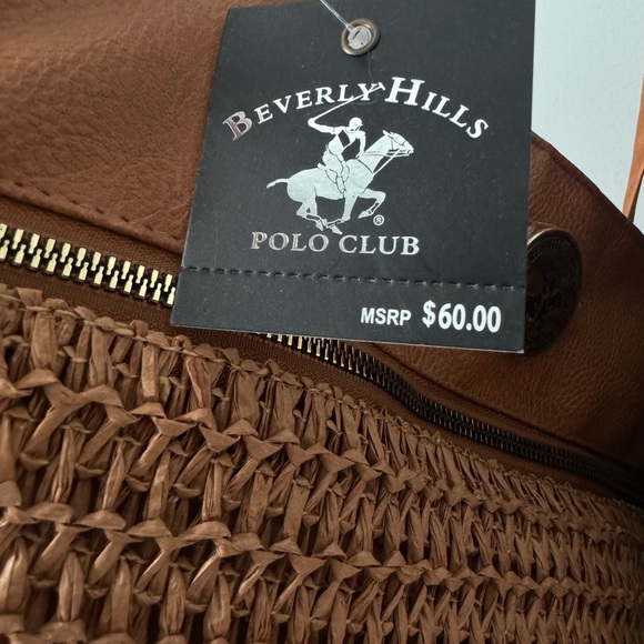 Beverly Hills Polo Club Tan and Brown Woven Tote - Picture 7 of 7